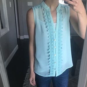 Mint green top with lace details
